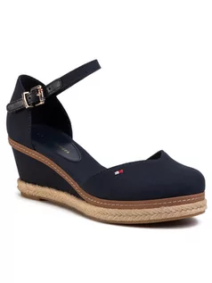 Espadryle damskie - Tommy Hilfiger Espadryle Basic Closed Toe Mid Wedge FW0FW04787 Granatowy - grafika 1