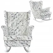 Fotele - Fotel uszak bujany print marmur elegancki urodziny - miniaturka - grafika 1