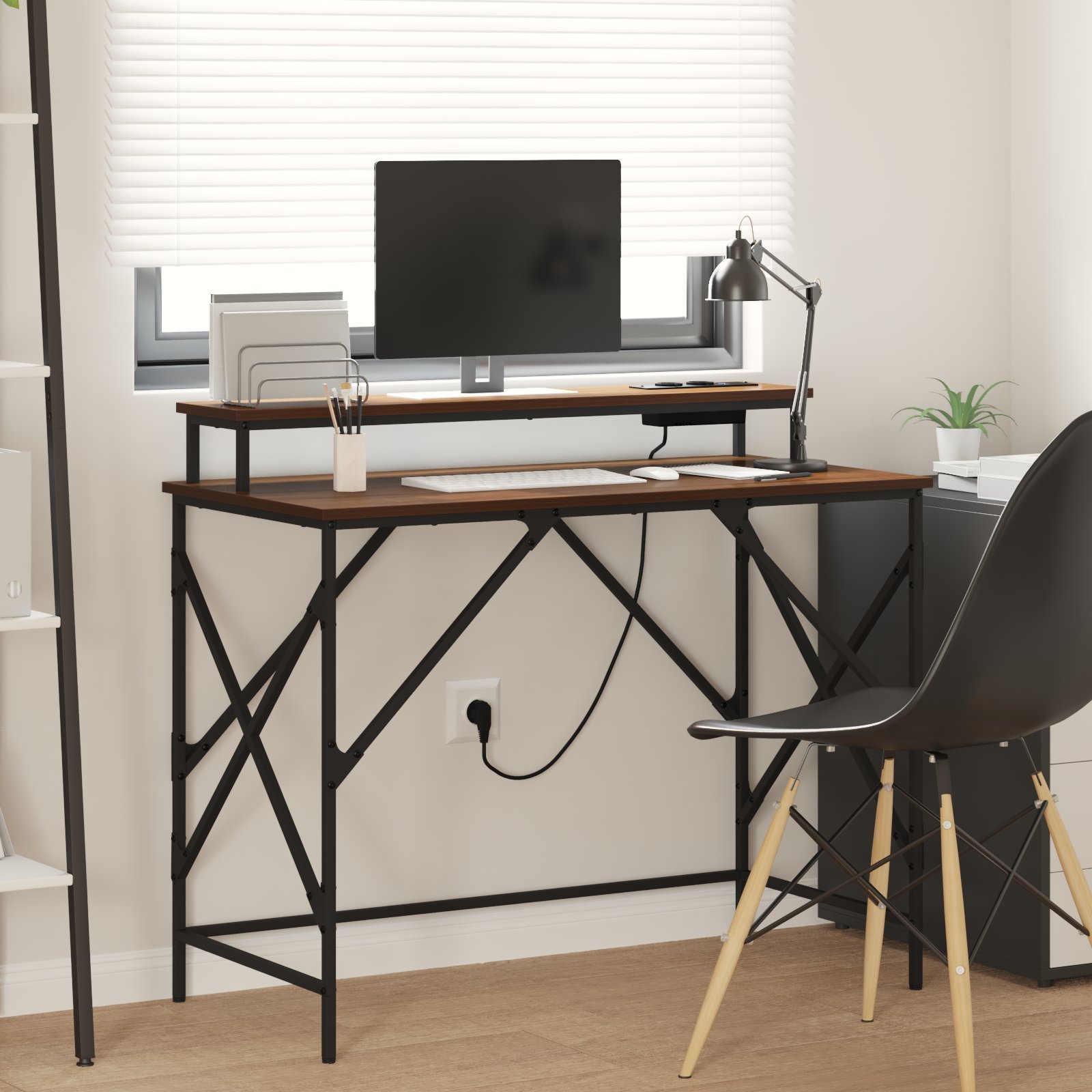 vidaXL Biurko Brązowy dąb 100 x 50 x 86.5 cm Materiał drewnopochodny