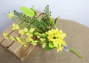 Mieszana Kompozycja Kwiatowa Z Hortensją, 48 Cm - Żółta, 7 Łodyg - Sztuczne kwiaty - miniaturka - grafika 1