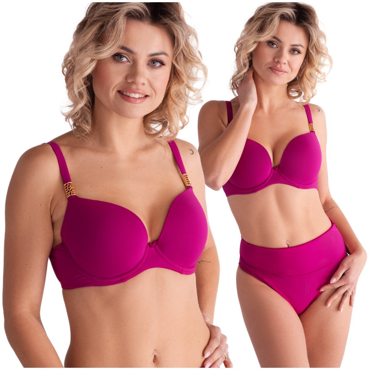 Biustonosz kąpielowy LEMAX plunge LIVIA 9105-93 magenta / róż - 80F