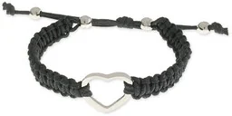 BRANSOLETKA CZARNE PLECIONE SERCE glamour koraliki romantyczne sznur bawełna sznurek (ar2706) - Bransoletki - miniaturka - grafika 1