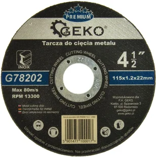 Geko tarcza do cięcia metalu Premium 115x1,2 Inox G78202 - Tarcze do pił - miniaturka - grafika 1