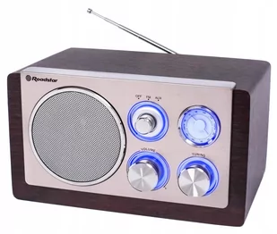 Roadstar HRA-1245 radio retro z tunera FM i AM (antena teleskopowa, możliwa praca baterii), brązowy/srebrny HRA-1245WD - Radia - miniaturka - grafika 1