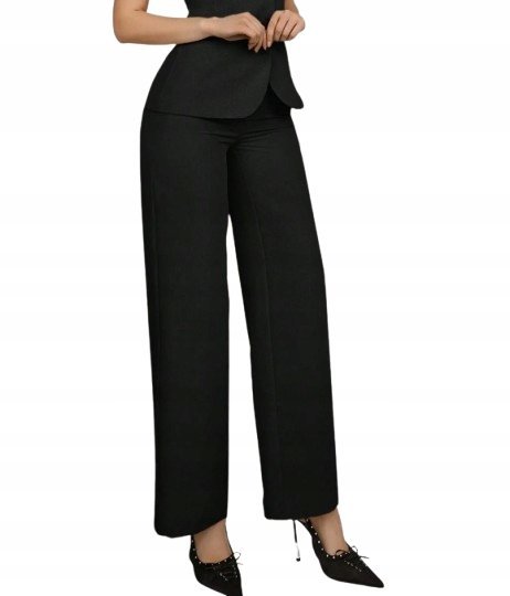 SHEIN PROSTE CZARNE SPODNIE CASUAL Z WYSOKIM STANEM 40/42 1JA