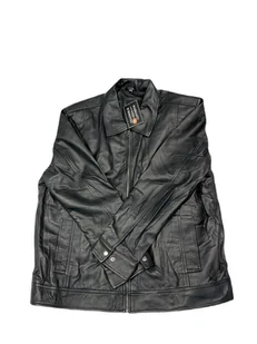 Skórzana kurtka męska czarna REAL LEATHER XXXL - Kurtki męskie - miniaturka - grafika 1