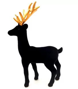 Renifer świąteczny ze złotym porożem czarny glamour 23 cm - Ozdoby bożonarodzeniowe - miniaturka - grafika 1