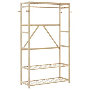VidaXL Wieszak na ubrania, z półkami, 110x40x175 cm, bambusowy - Pokrowce na ubrania - miniaturka - grafika 1