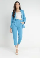 Spodnie damskie - Niebieskie Spodnie z Paskiem Ioleina - miniaturka - grafika 1