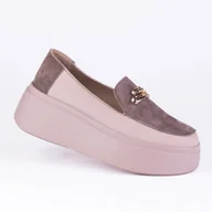 Mokasyny damskie - Mokasyny damskie skóra GOODIN GD-LX1073 logo platforma lekkie fango 41 - miniaturka - grafika 1