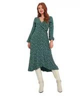Sukienki - Joe Browns Damska sukienka kopertowa midi z nadrukiem Ditsy z falbankami, zielona, 12, ZIELONY, 38 - miniaturka - grafika 1