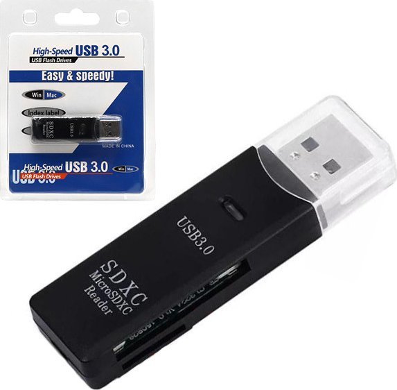 Czytnik . CZYTNIK KART PAMIĘCI 2W1 USB A 3.0 HB20 CZARNY 19456