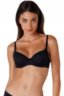 Biustonosze - Lovable Biustonosz Damski Czarny Usztywniany Z Koronką 80B J2A - miniaturka - grafika 1