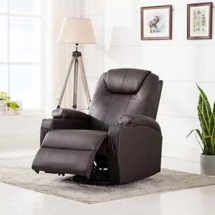 vidaXL Elektryczny, bujany fotel do masażu, sztuczna skóra, brązowy - Fotele - miniaturka - grafika 1