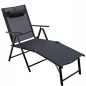 Leżaki ogrodowe - Czarny składany leżak ogrodowy W8-L32 - miniaturka - grafika 1