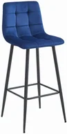 Taborety i hokery - Welurowy granatowy tapicerowany hoker z oparciem F4-G62 - miniaturka - grafika 1