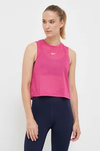 Reebok top treningowy kolor różowy - Koszulki sportowe damskie - miniaturka - grafika 1
