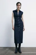 Sukienki - Dżinsowa sukienka midi bez rękawów - miniaturka - grafika 1