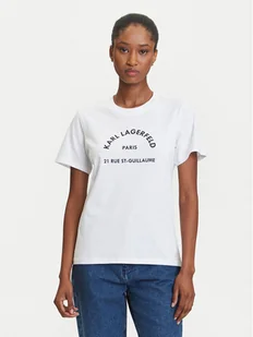 KARL LAGERFELD T-Shirt A3W17105 Biały Regular Fit - Koszulki i topy damskie - miniaturka - grafika 1