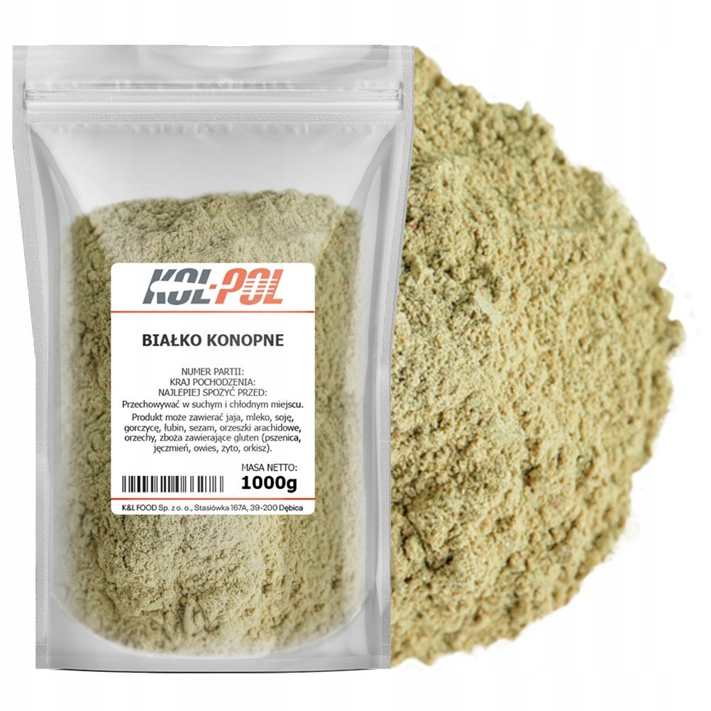 BIAŁKO KONOPNE 1kg Naturalne roślinne w proszku z konopi jakość Kol-Pol