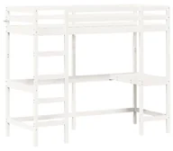 Łóżka dla dzieci i młodzieży - Pojedyncze białe łóżko piętrowe z biurkiem 100x200 H5-R25 - miniaturka - grafika 1