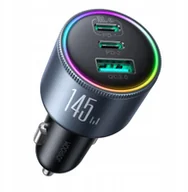 Ładowarki samochodowe - Ładowarka samochodowa Joyroom JR-CCN07 145W 2xUSB-C USB-A + kabel USB-C 100W - ciemnoszara - miniaturka - grafika 1