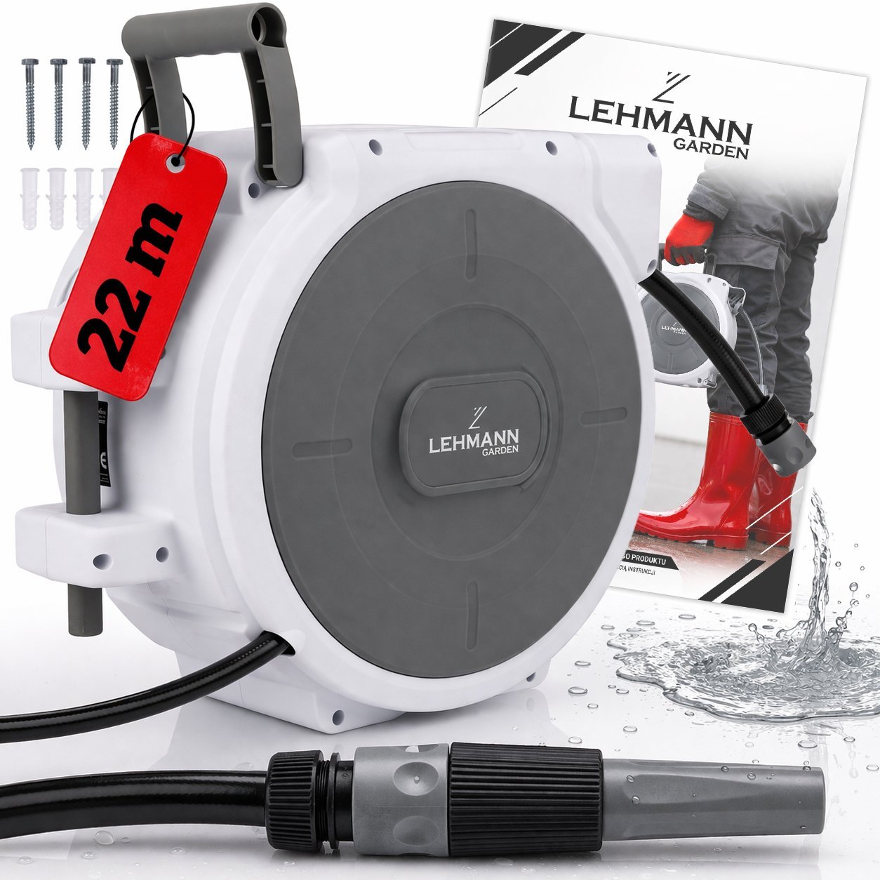 Lehmann HG Zwijacz bęben na wąż ogrodowy automatyczny Naścienny LGAWR-2060