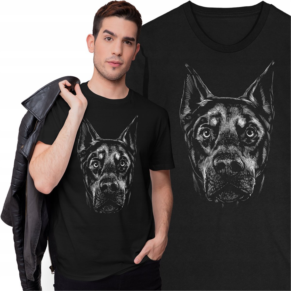 Koszulka Doberman Pies Zwierzęta Pet T-shirt z Psem Pieskiem