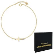 Bransoletki - Bransoletka srebrna 925 pozłacana damska KRZYŻ - miniaturka - grafika 1