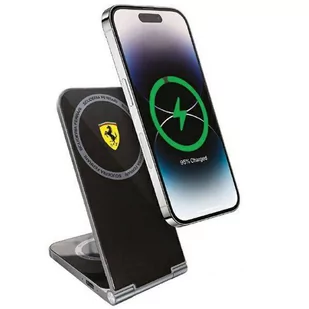 Ferrari składana ład. indukcyjna 2w1 FECBFMALK 15W czarny/black Printed Logo MagSafe - Ładowarki do telefonów - miniaturka - grafika 1