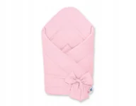 Rożki i beciki - Dwustronny rożek dla niemowląt miękki bawełniany z wiązaniem - jasny róż - miniaturka - grafika 1