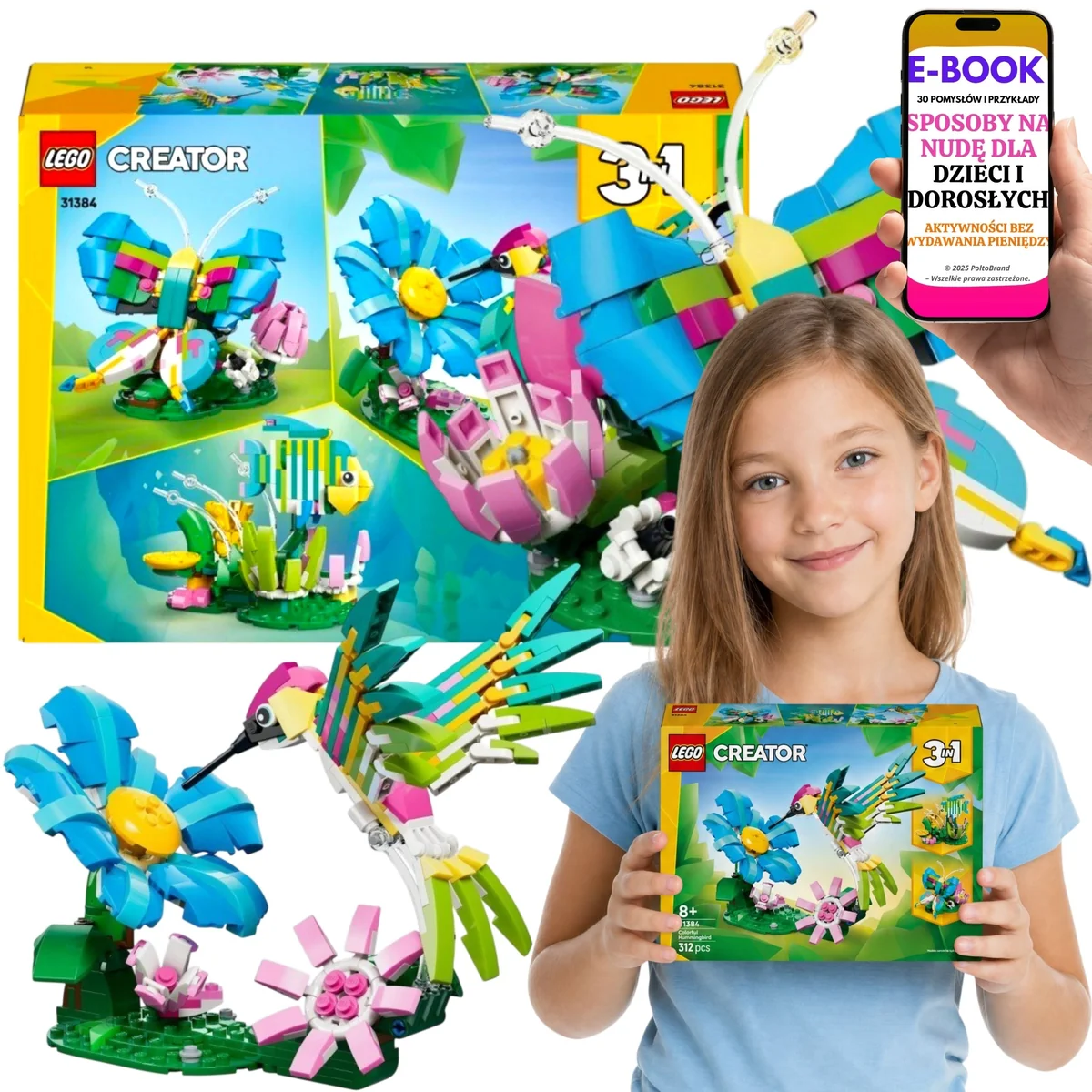 LEGO CREATOR Dzikie zwierzęta: kolorowy koliber 3w1 8 lat+ 31384