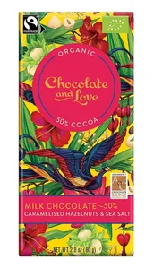 Chocolate and Love C&L - Organiczna czekolada karmelizowany orzech laskowy i sól morska 50%, 80g - Czekolada - miniaturka - grafika 2