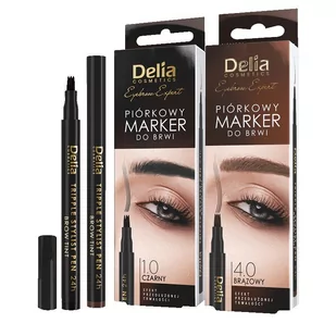 Delia Cosmetics Eyebrow Expert Piórkowy Marker do brwi - kolor czarny 1szt - Akcesoria i kosmetyki do stylizacji brwi - miniaturka - grafika 1