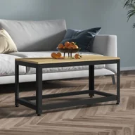 Ławy i stoliki kawowe - Stolik kawowy jasnobrązowo-czarny 90x45x45 cm MDF i żelazo - miniaturka - grafika 1
