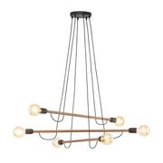 Lampy sufitowe - Helix Wood lampa wisząca 6-punktowa czarna/orzech 4950 - miniaturka - grafika 1