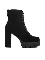 Botki damskie - DeeZee Botki 23756-4-BLACK SU Czarny - miniaturka - grafika 1