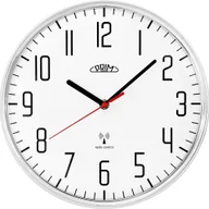 Zegary - Plastowy zegar biały/błyszczący srebrny PRIM Radio ∅ 292 × 48 mm - miniaturka - grafika 1