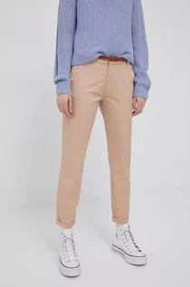 Spodnie damskie - Only spodnie damskie kolor beżowy fason chinos medium waist - grafika 1
