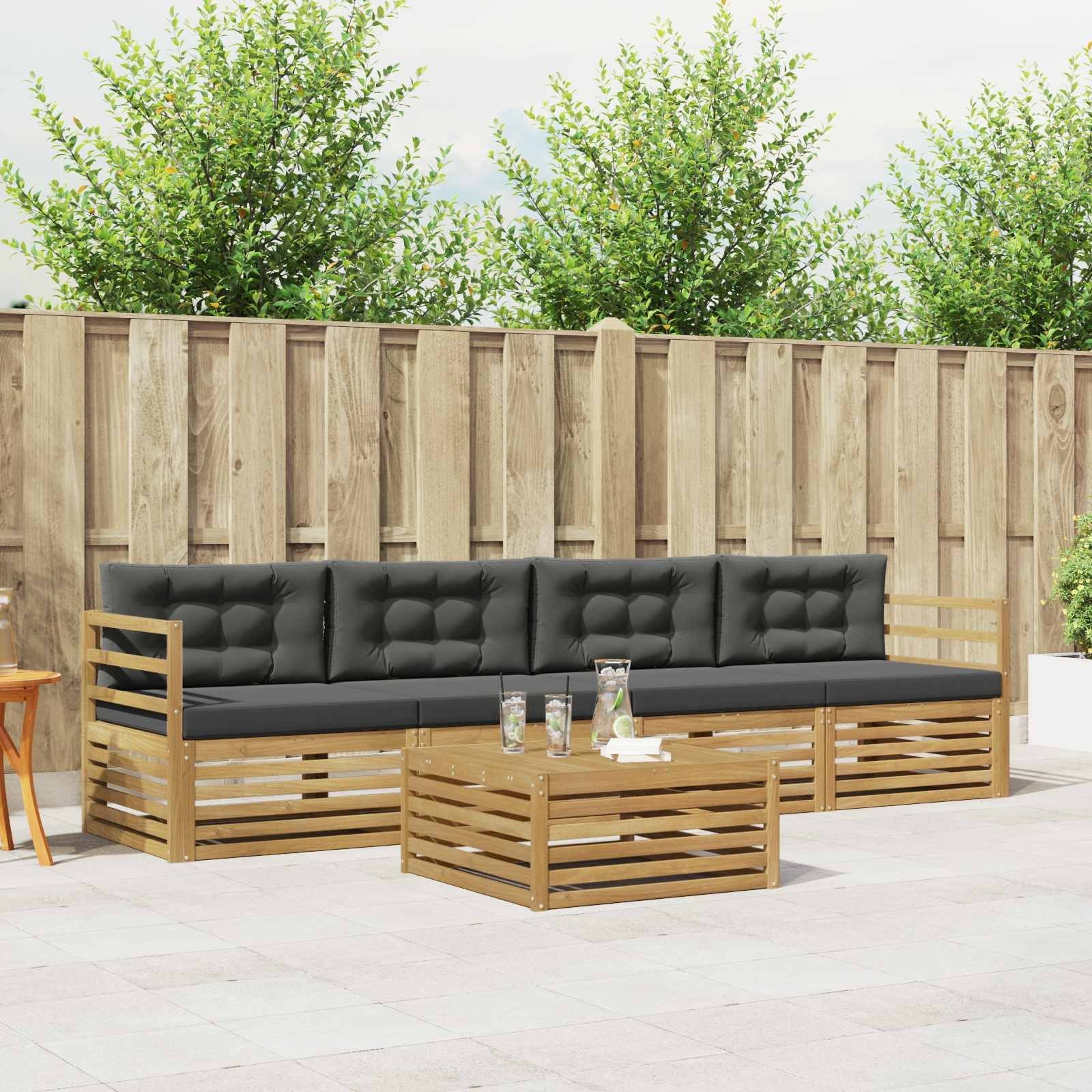 vidaXL Zestaw sof na zewnątrz z poduszką 5 pcs Biały i antracyt
