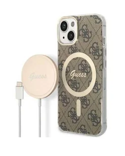 Etui do iPhone 14 Magsafe i ładowarka Guess Charger 4G Gold Brown - Etui i futerały do telefonów Etui do iPhone 14 Magsafe i ładowarka Guess Charger 4G Gold Brown - Etui i futerały do telefonów - miniaturka - grafika 1