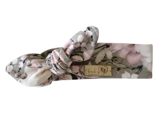 BABY 01161 Opaska niemowlęca grey roses 6-12m - Czapeczki dla niemowląt - miniaturka - grafika 1