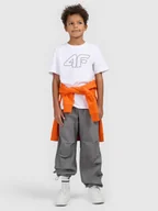 Koszulki dla chłopców - 4F T-shirt z nadrukiem chłopięcy - biały 158 (12-13 lat) - miniaturka - grafika 1