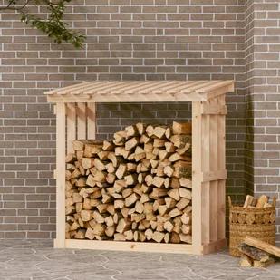 vidaXL Stojak na drewno opałowe, 108x64,5x109 cm, lite drewno sosnowe - Akcesoria kominkowe - miniaturka - grafika 1