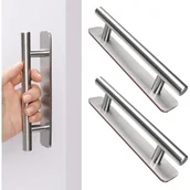 Zawiasy, okucia i inne akcesoria - Zestaw 2 samoprzylepnych uchwytów meblowych, uchwyty do drzwi przesuwnych 150 mm, uchwyt kuchenny ze stali nierdzewnej, srebrny - miniaturka - grafika 1