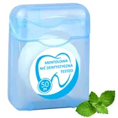 Nici dentystyczne - Testeo, nić dentystyczna woskowana, mentolowa, 50 m - miniaturka - grafika 1