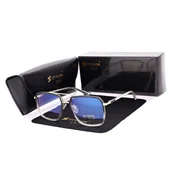 Okulary korekcyjne, oprawki, szkła - Okulary pilotki zerówki do komputera BLUE LIGHT z flexami 25132C Czarny/Bezbarwny - miniaturka - grafika 1