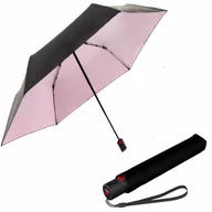 Parasole - KNIRPS U.200 BLACK WITH ROSE - elegancki damski parasol w pełni automatyczny - miniaturka - grafika 1