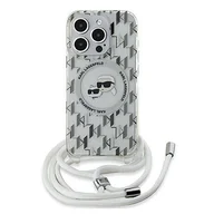 Etui i futerały do telefonów - Karl Lagerfeld IML Crossbody Monogram Karl & Choupette Head MagSafe - Etui iPhone 15 Pro (przezroczysty) - miniaturka - grafika 1