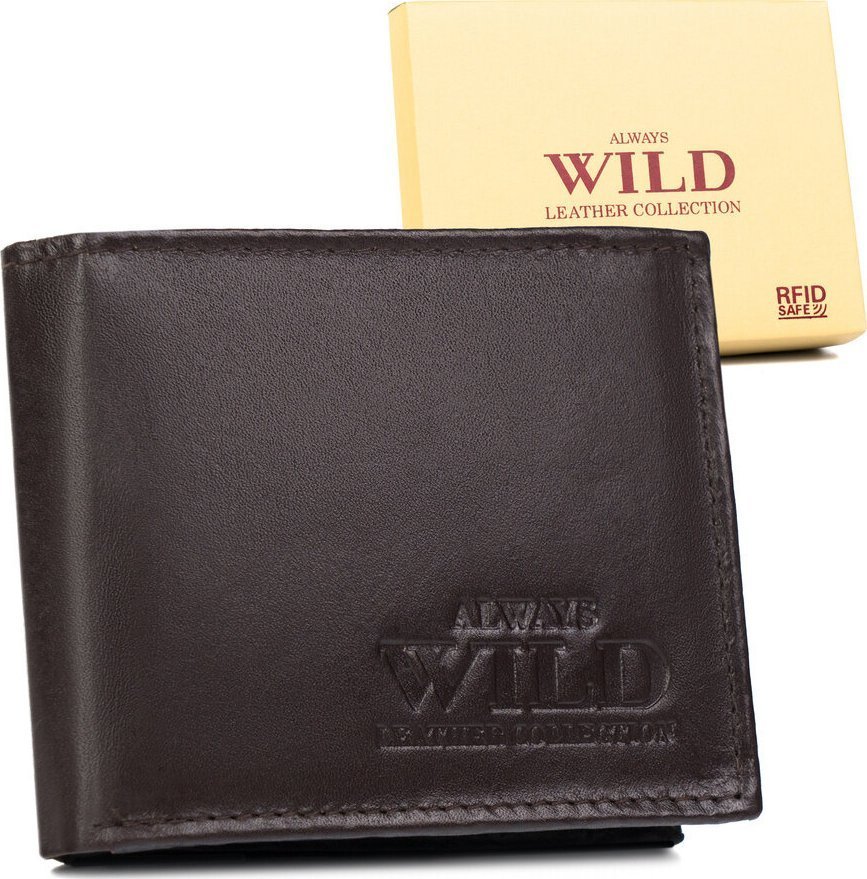 Always Wild Cienki portfel męski ze skóry naturalnej Always Wild NoSize